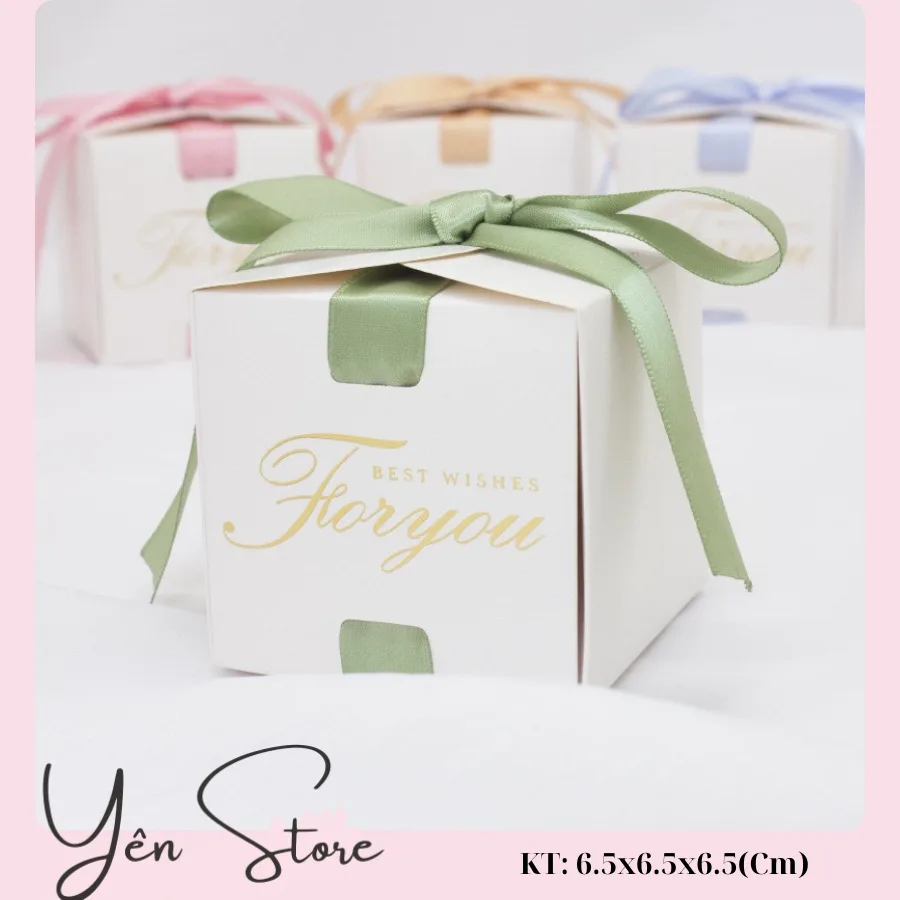 Hộp quà tặng Best Wishes For You nhiều màu sắc, thiết kế sang trọng kèm nơ-H06